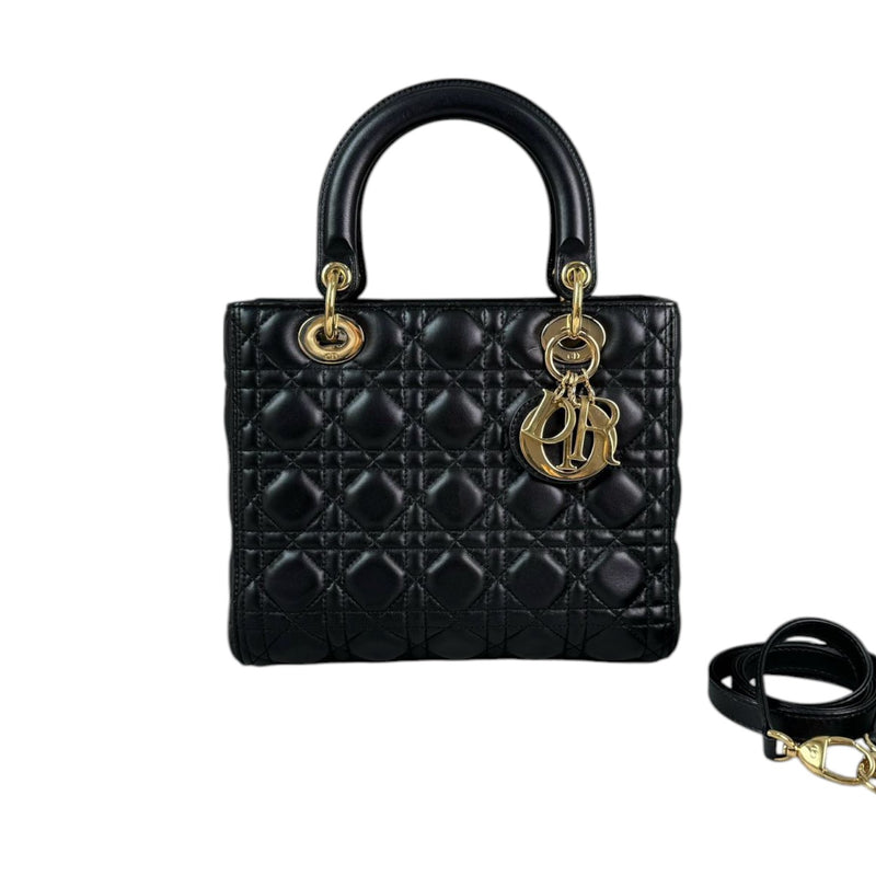 Lady Dior Medium Lambskin Cannage Black GHW
