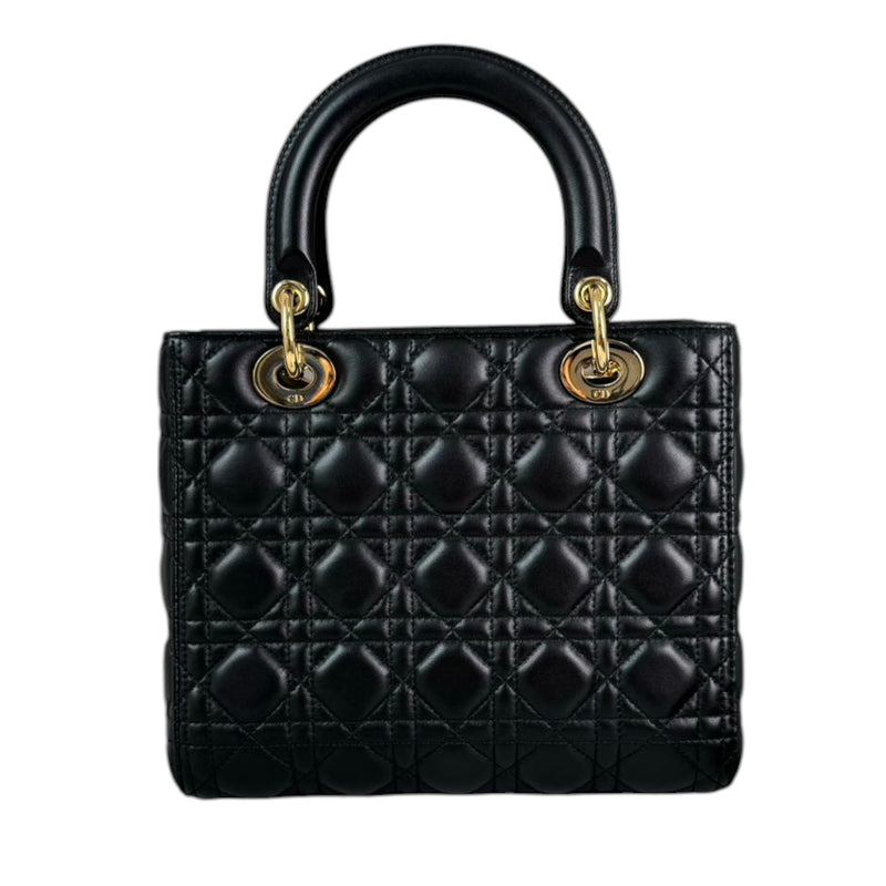 Lady Dior Medium Lambskin Cannage Black GHW