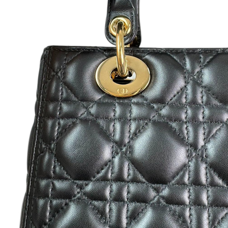 Lady Dior Medium Lambskin Cannage Black GHW