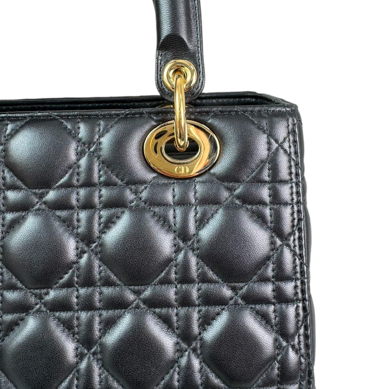 Lady Dior Medium Lambskin Cannage Black GHW