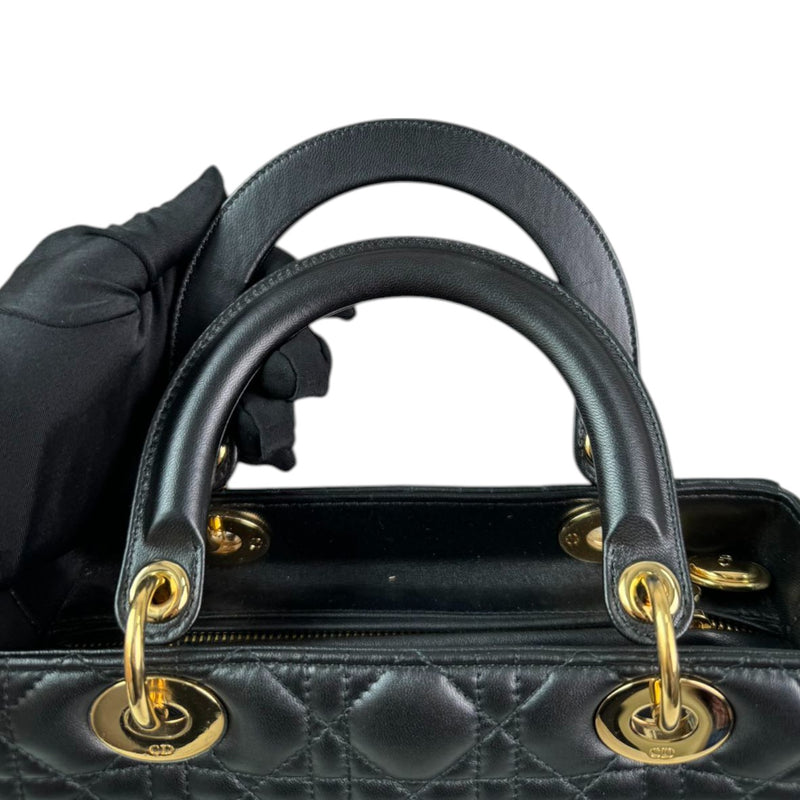 Lady Dior Medium Lambskin Cannage Black GHW