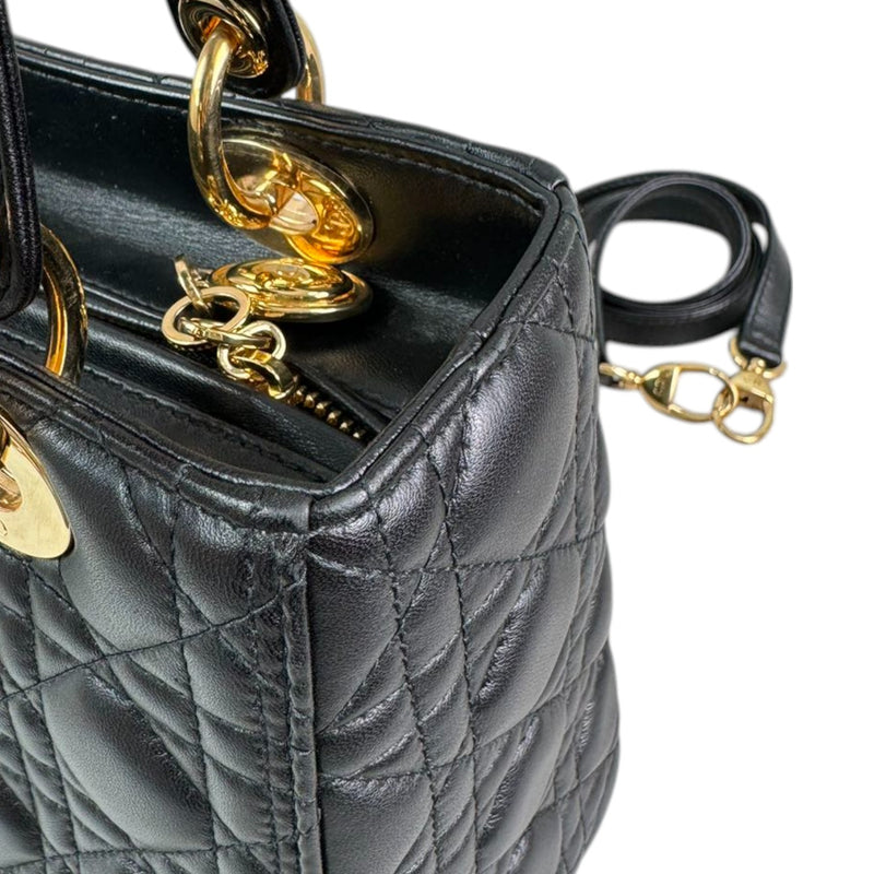 Lady Dior Medium Lambskin Cannage Black GHW
