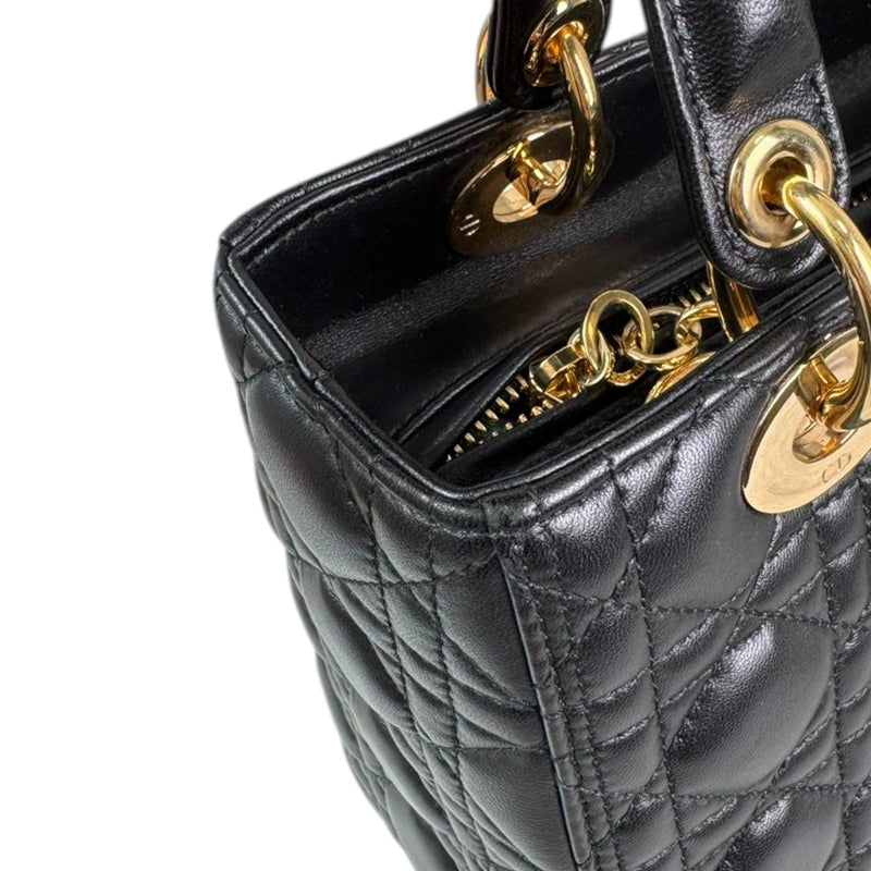 Lady Dior Medium Lambskin Cannage Black GHW