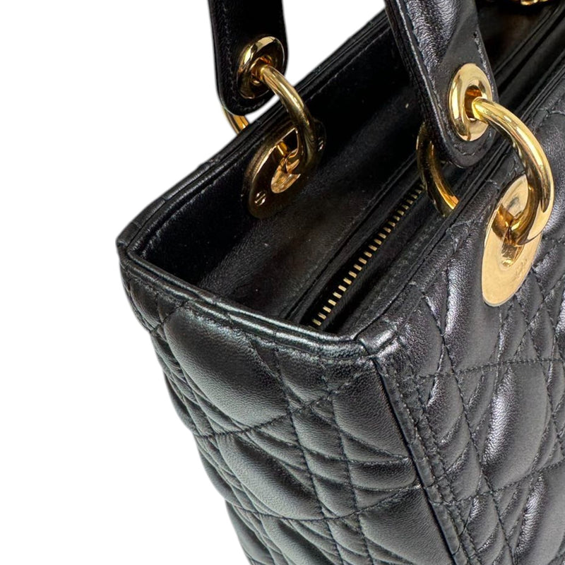 Lady Dior Medium Lambskin Cannage Black GHW