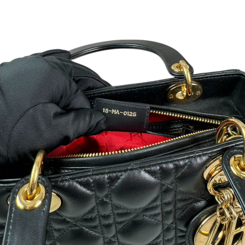 Lady Dior Medium Lambskin Cannage Black GHW