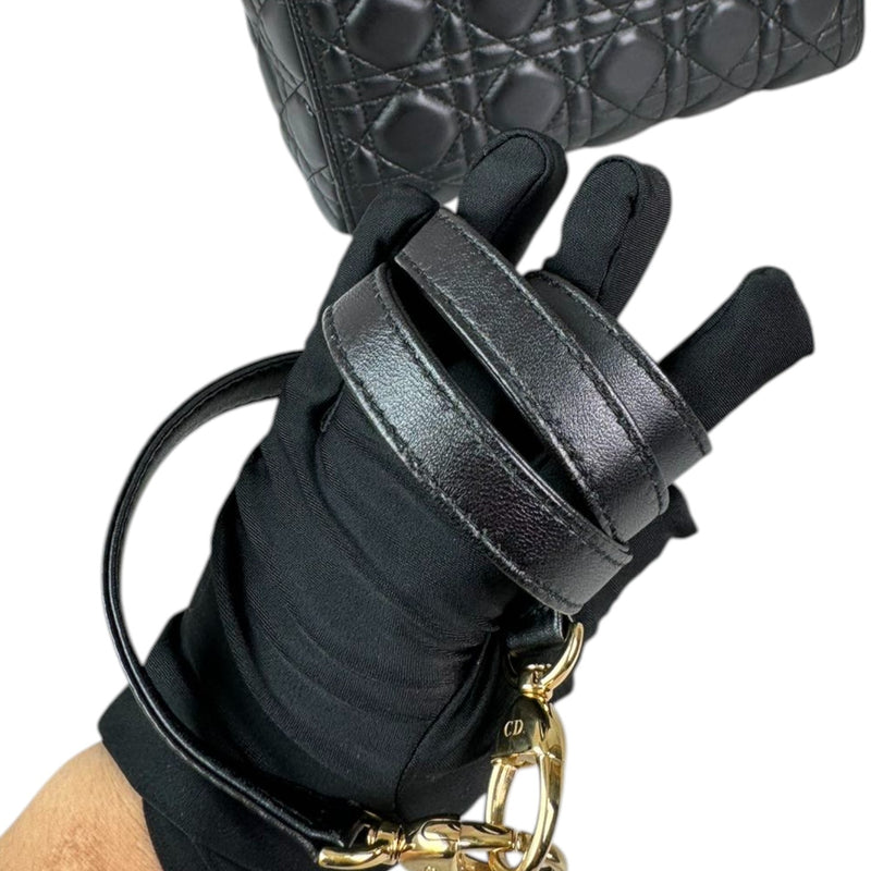 Lady Dior Medium Lambskin Cannage Black GHW