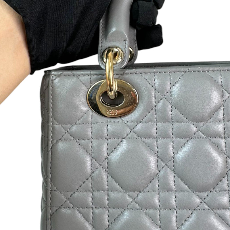 ABCDior Lady Dior Small Lambskin Cannage Grey GHW