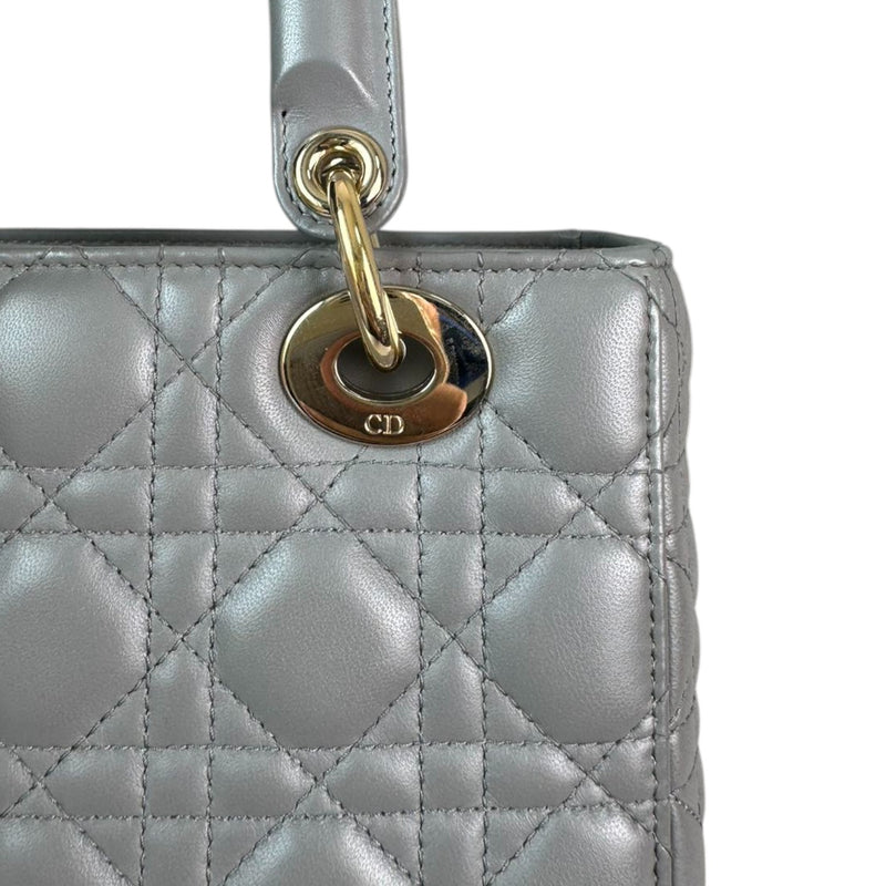 ABCDior Lady Dior Small Lambskin Cannage Grey GHW
