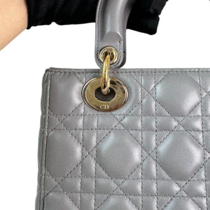 ABCDior Lady Dior Small Lambskin Cannage Grey GHW