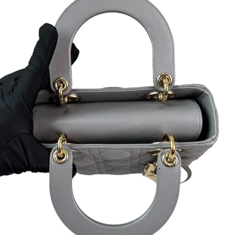 ABCDior Lady Dior Small Lambskin Cannage Grey GHW