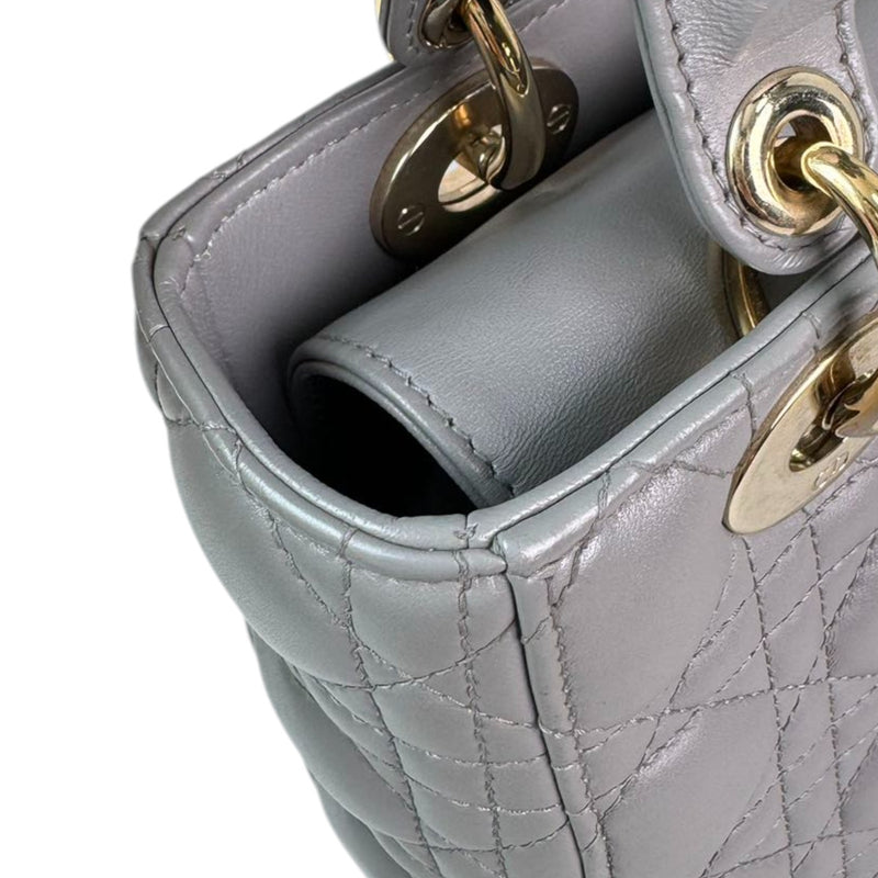 ABCDior Lady Dior Small Lambskin Cannage Grey GHW