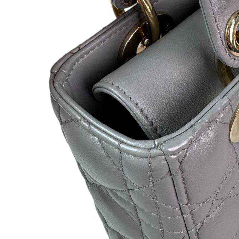 ABCDior Lady Dior Small Lambskin Cannage Grey GHW