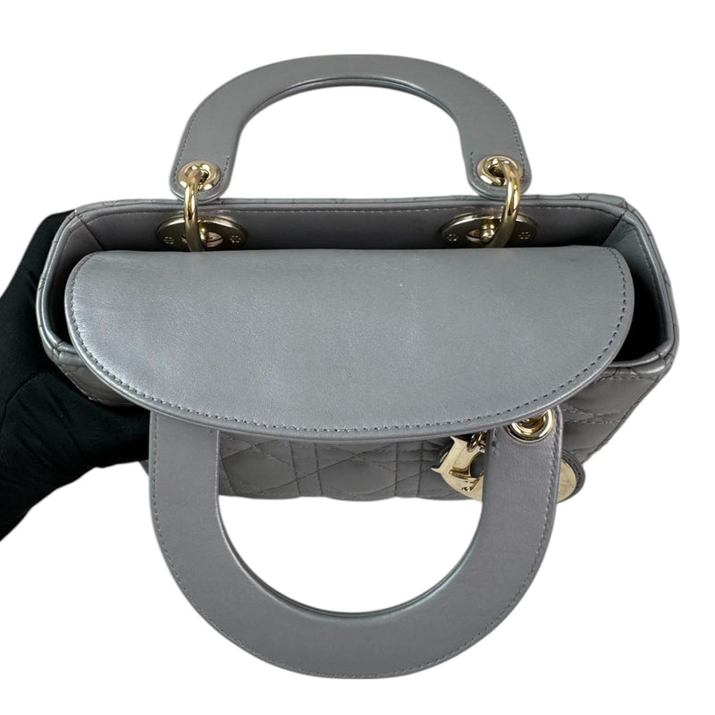 ABCDior Lady Dior Small Lambskin Cannage Grey GHW