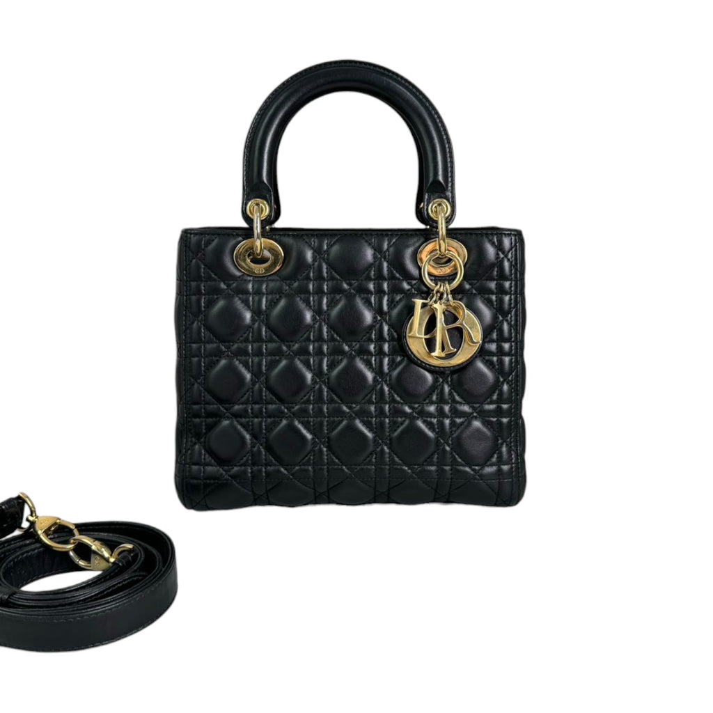 Lady Dior Medium Lambskin Quilted Black GHW
