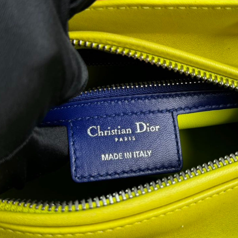 Lady Dior Tri-Color Medium Lambskin Yellow Navy Pink SHW