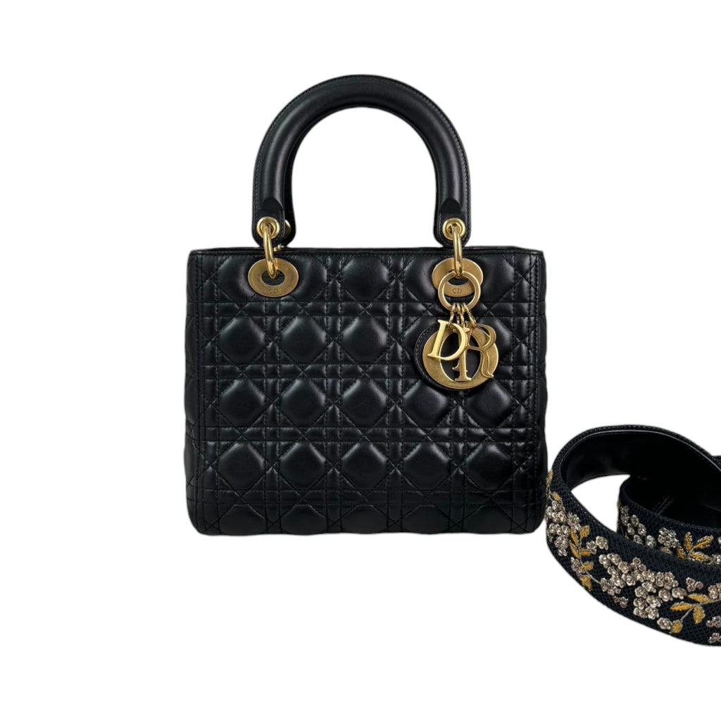 Lady Dior Medium Lambskin Quilted Black GHW