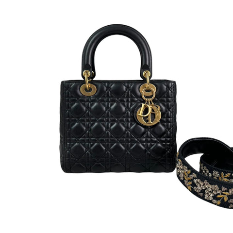 Medium Tri-Color Lady Dior Purple Python Sides SHW