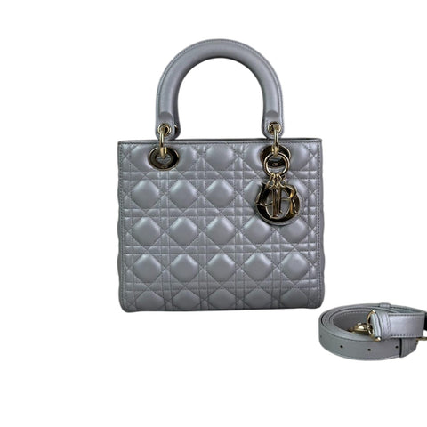 Medium Tri-Color Lady Dior Purple Python Sides SHW
