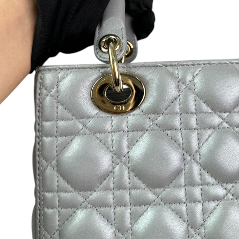 Lady Dior Medium Lambskin Cannage Silver GHW