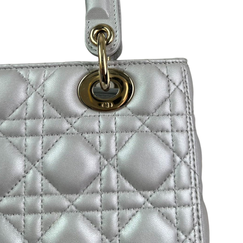 Lady Dior Medium Lambskin Cannage Silver GHW