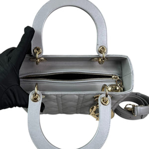 Lady Dior Medium Lambskin Cannage Silver GHW
