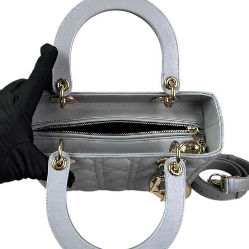 Lady Dior Medium Lambskin Cannage Silver GHW