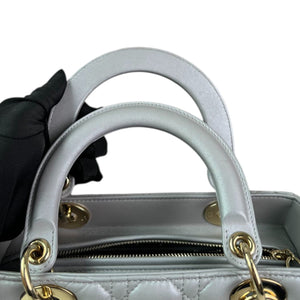Lady Dior Medium Lambskin Cannage Silver GHW
