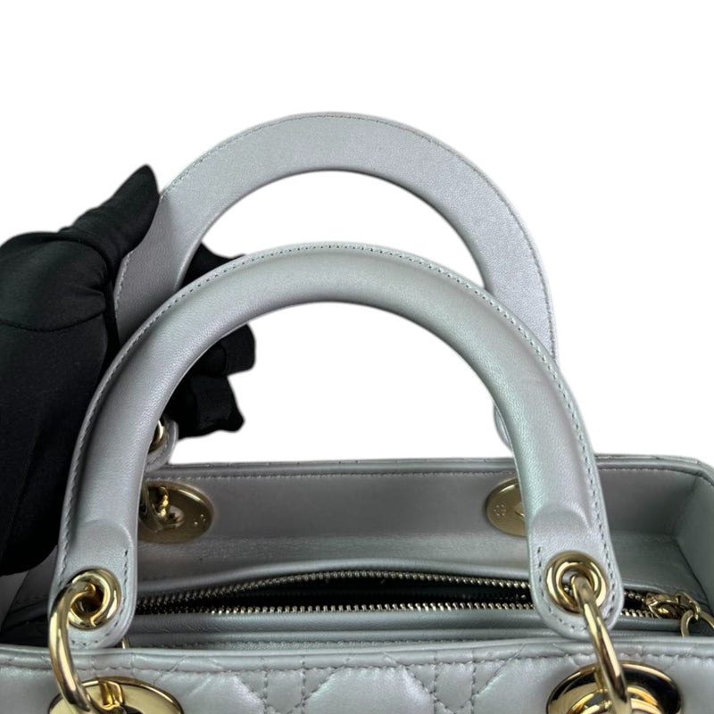 Lady Dior Medium Lambskin Cannage Silver GHW