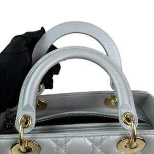 Lady Dior Medium Lambskin Cannage Silver GHW