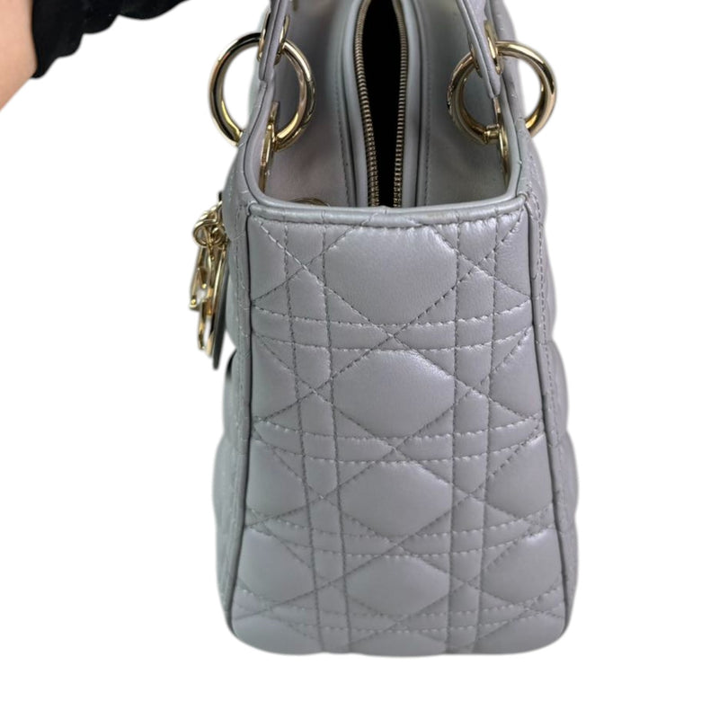 Lady Dior Medium Lambskin Cannage Silver GHW