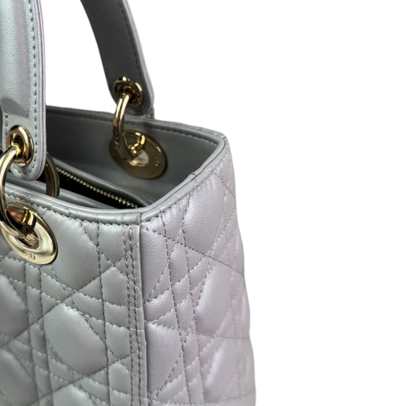 Lady Dior Medium Lambskin Cannage Silver GHW
