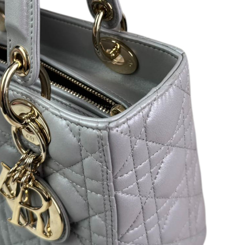 Lady Dior Medium Lambskin Cannage Silver GHW