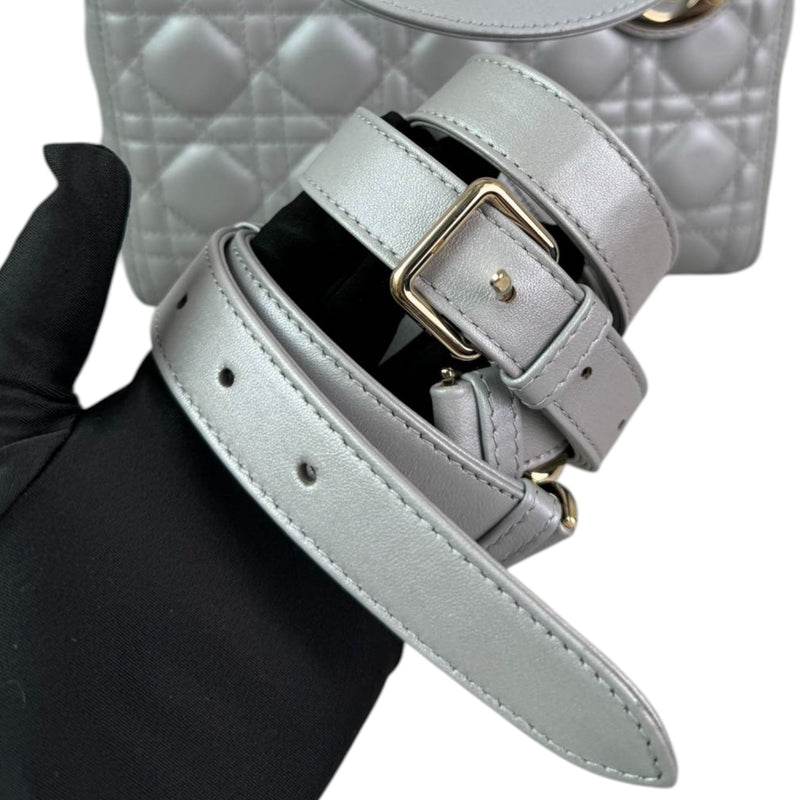 Lady Dior Medium Lambskin Cannage Silver GHW