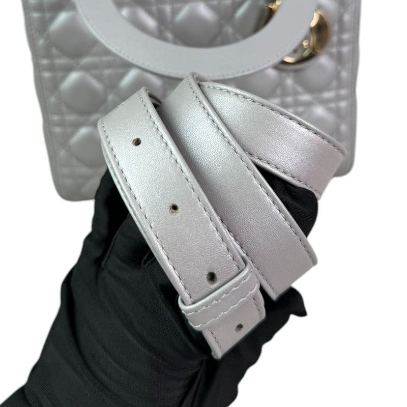Lady Dior Medium Lambskin Cannage Silver GHW