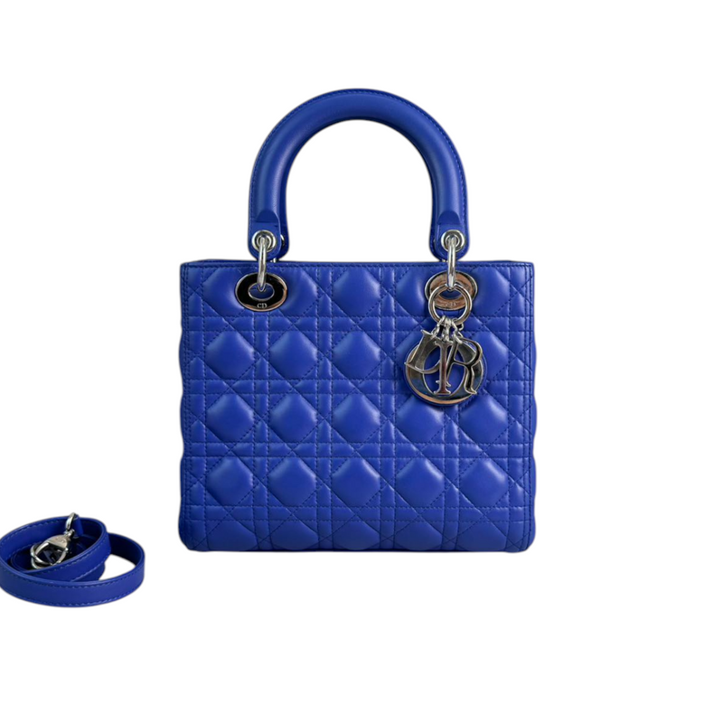 Lady Dior Medium Lambskin Electric Blue SHW