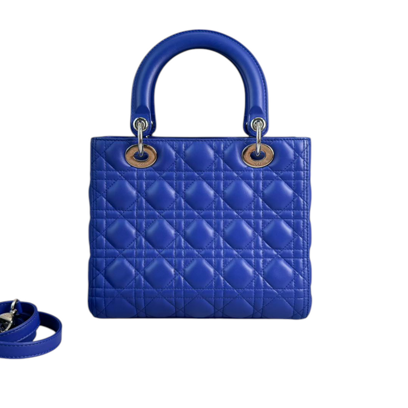 Lady Dior Medium Lambskin Electric Blue SHW