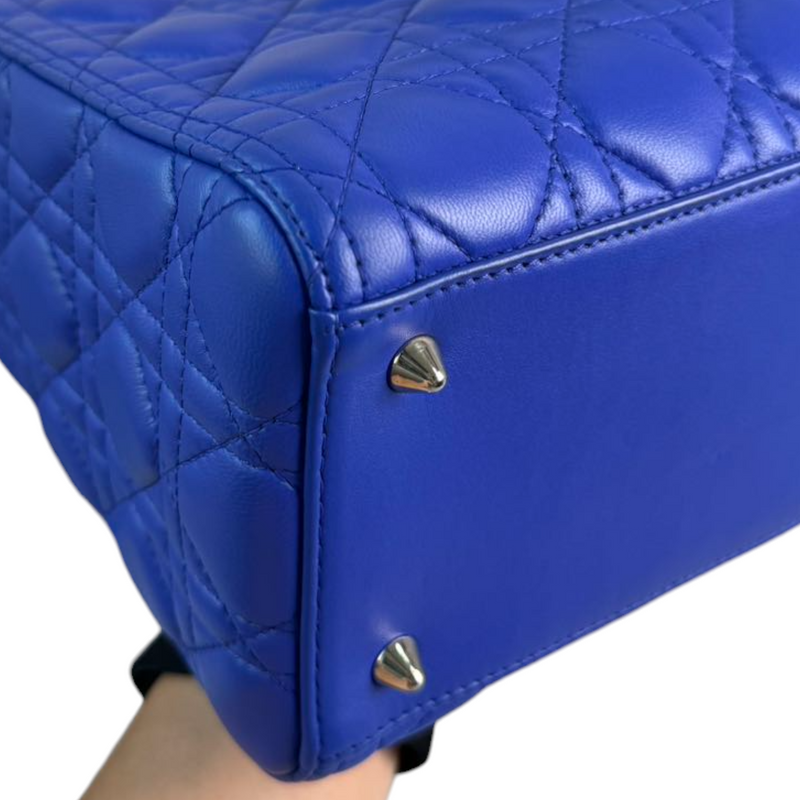 Lady Dior Medium Lambskin Electric Blue SHW