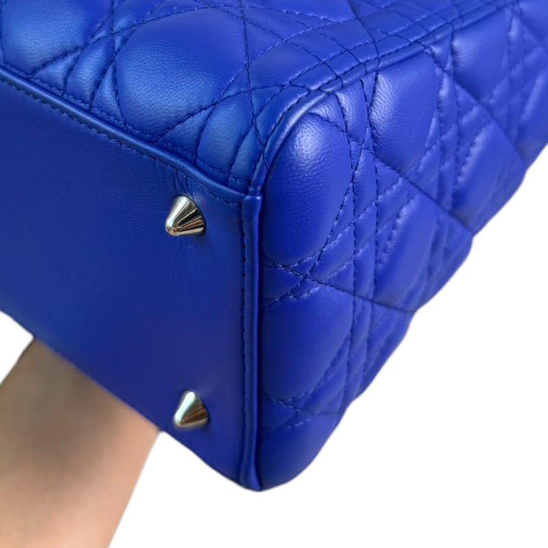 Lady Dior Medium Lambskin Electric Blue SHW