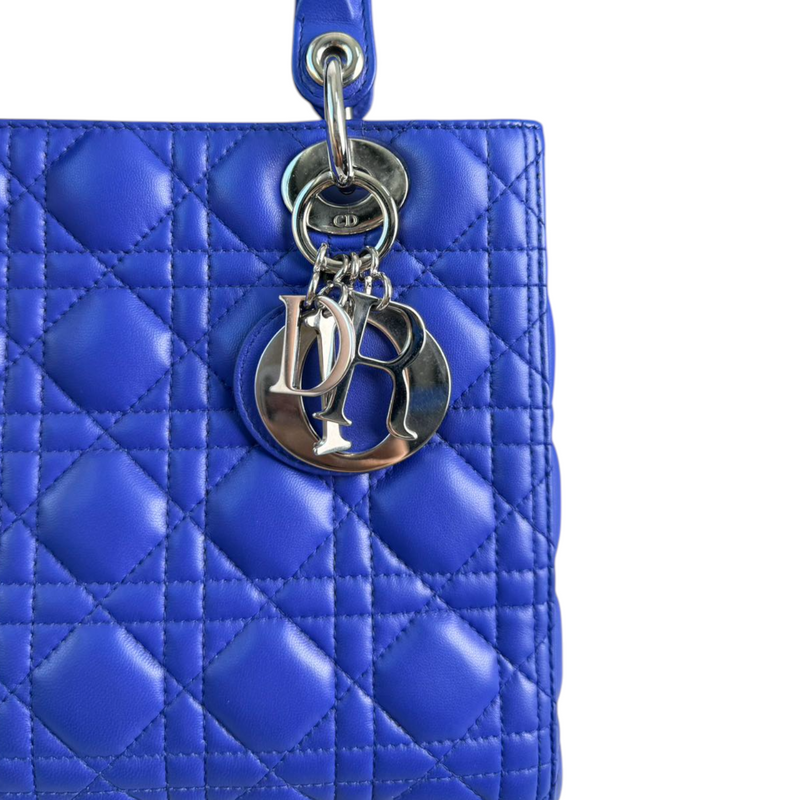 Lady Dior Medium Lambskin Electric Blue SHW