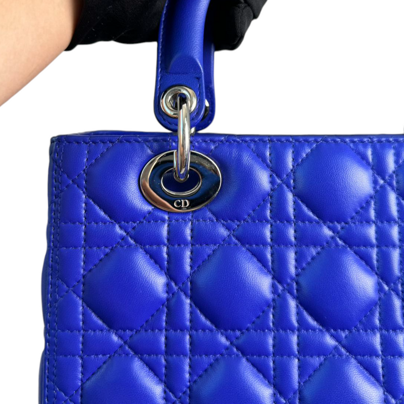 Lady Dior Medium Lambskin Electric Blue SHW