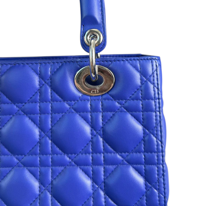 Lady Dior Medium Lambskin Electric Blue SHW