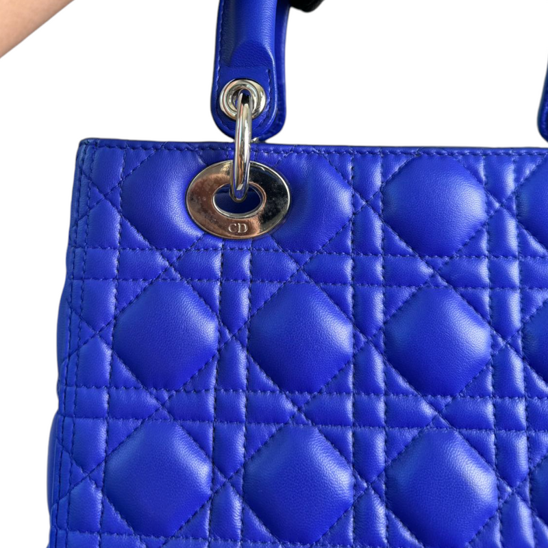Lady Dior Medium Lambskin Electric Blue SHW