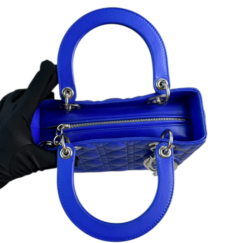Lady Dior Medium Lambskin Electric Blue SHW