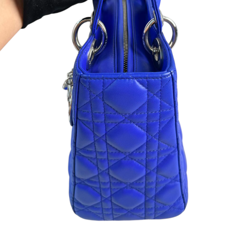 Lady Dior Medium Lambskin Electric Blue SHW