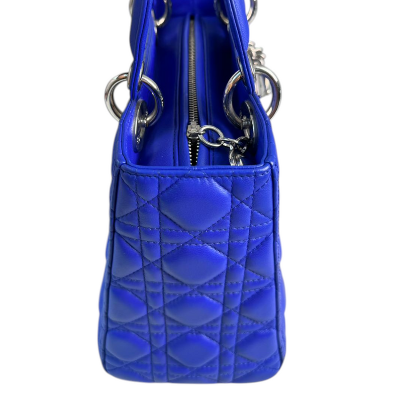 Lady Dior Medium Lambskin Electric Blue SHW