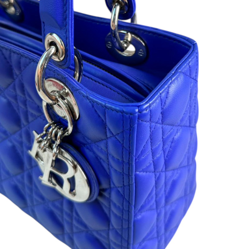 Lady Dior Medium Lambskin Electric Blue SHW