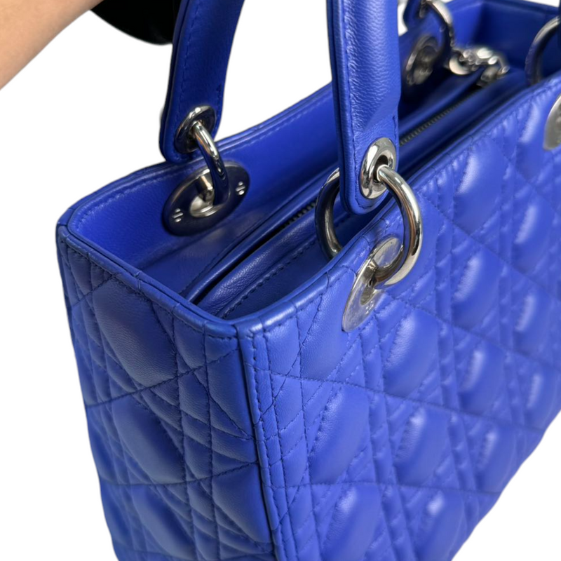 Lady Dior Medium Lambskin Electric Blue SHW