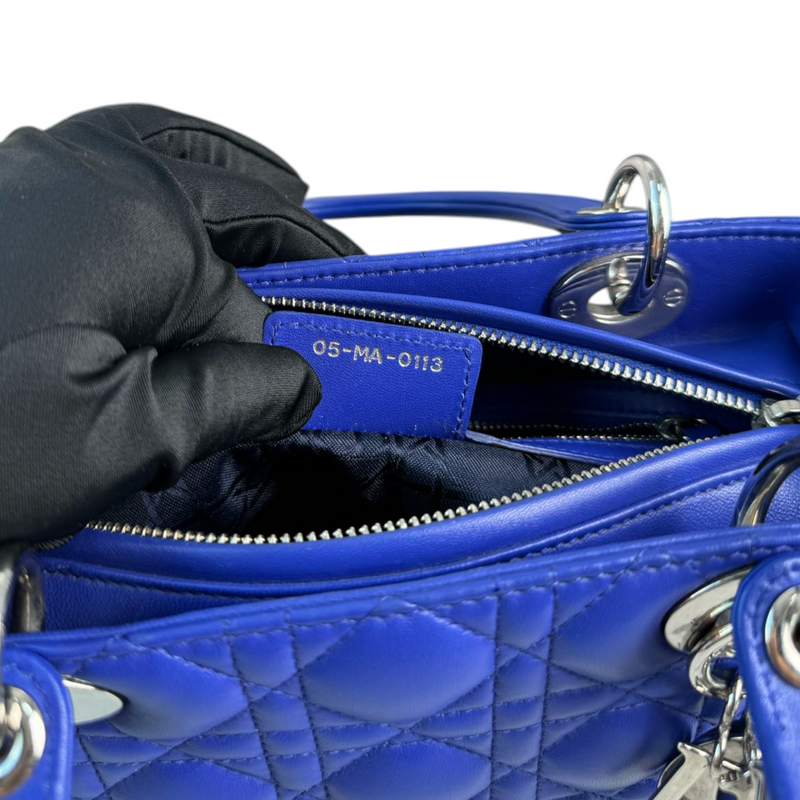 Lady Dior Medium Lambskin Electric Blue SHW