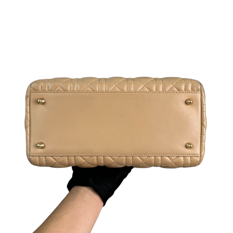 Lady Dior Medium Lambskin Cannage Beige GHW