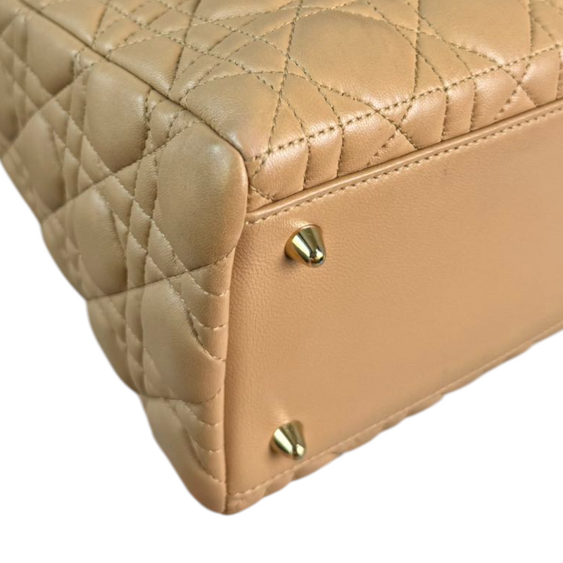 Lady Dior Medium Lambskin Cannage Beige GHW